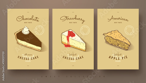sweet collection of cheese cakes and apple pie
