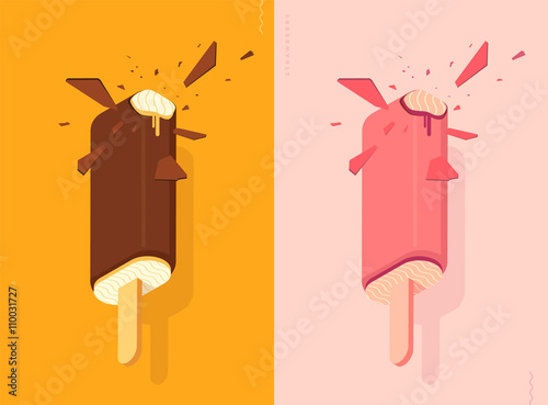 chocolate and strawberry ice lolly