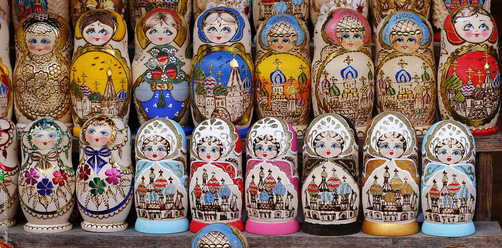 Colorful Russian nesting dolls