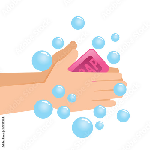 Washing Pair of Hand With Soap And Bubbles