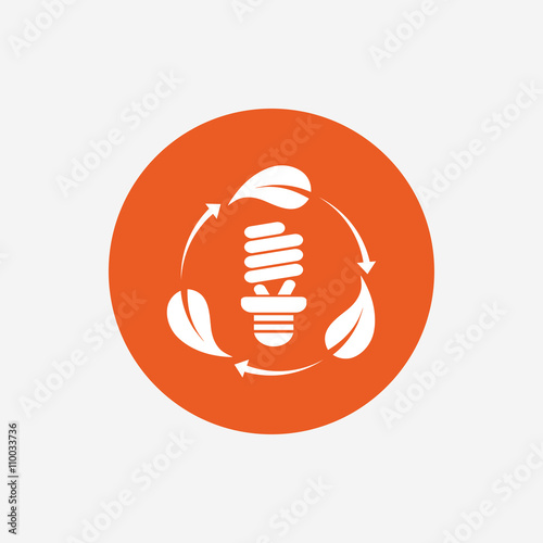 Fluorescent lamp bulb sign icon. Energy saving.