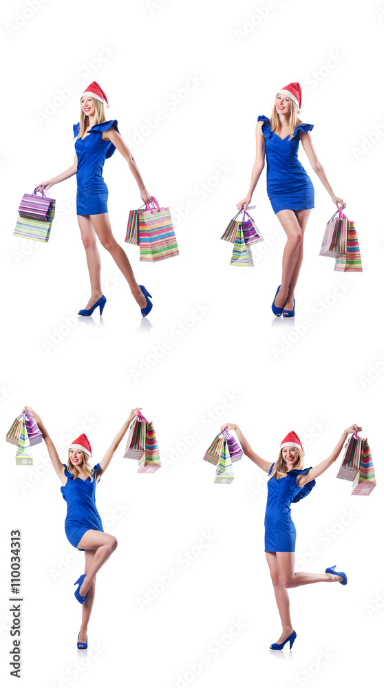 Obraz premium Woman with shopping bags isolated on white