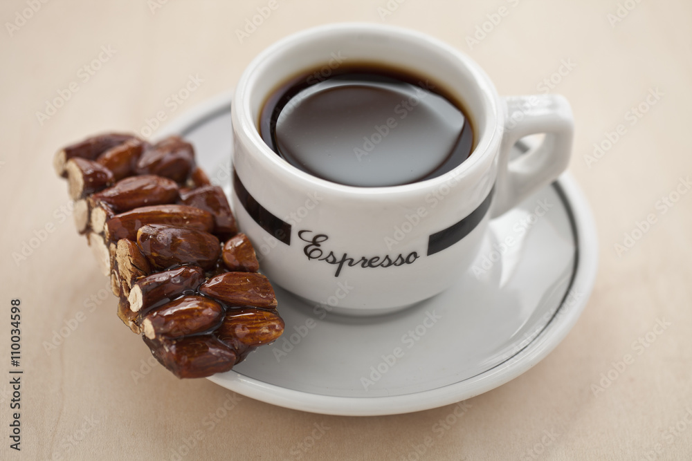 almond bar and black coffee almond bar and black coffee