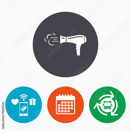 Hairdryer sign icon. Hair drying symbol.