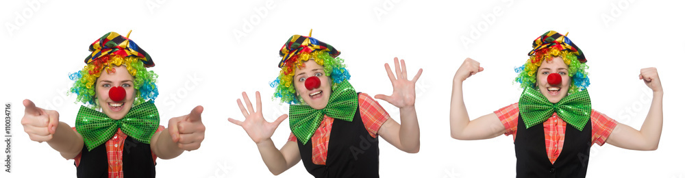 Female clown isolated on white Female clown isolated on white