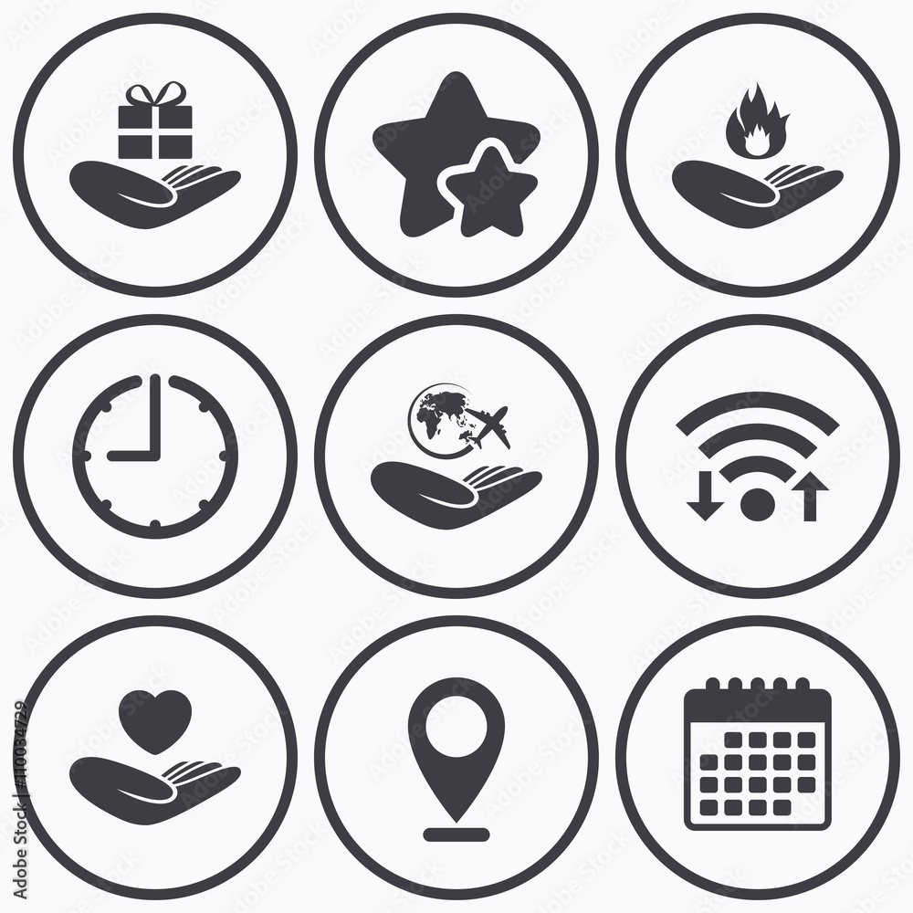 Helping hands icons. Protection and insurance. Helping hands icons. Protection and insurance.