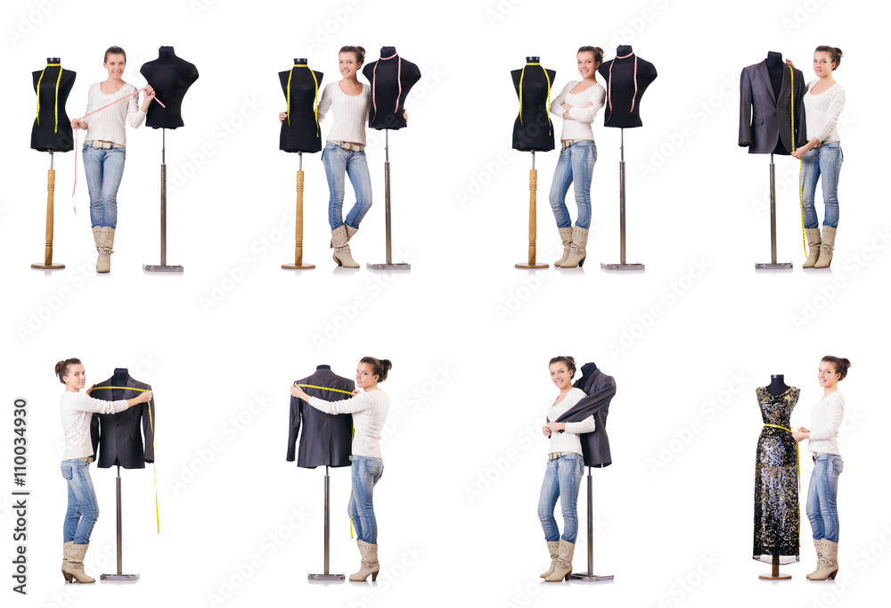 Fototapeta premium Woman tailor working on dress