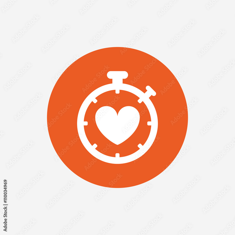Heart Timer sign icon. Stopwatch symbol. Heart Timer sign icon. Stopwatch symbol.