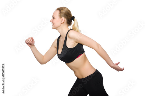 Woman in sports concept isolated on white