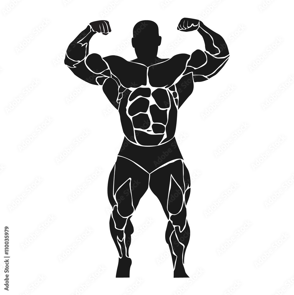 bodybuilder, double biceps, athlete, icon, vector illustration Stock ...