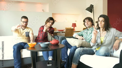 Group of people teaching someone and do not allow for do something
