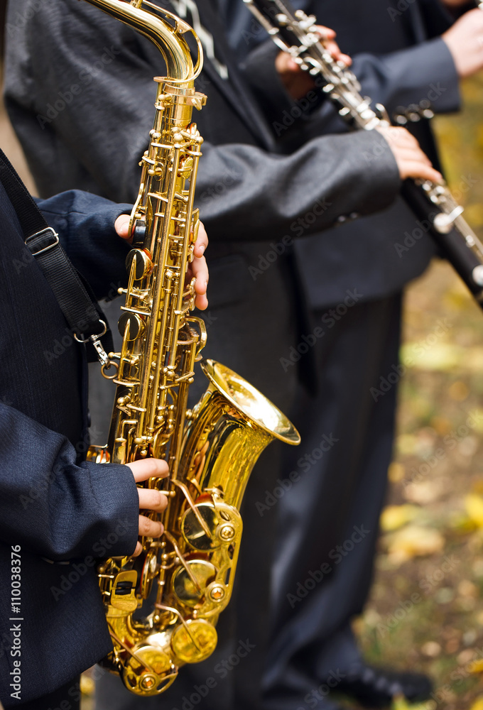 Fototapeta premium group of musicians playing the saxophone.
