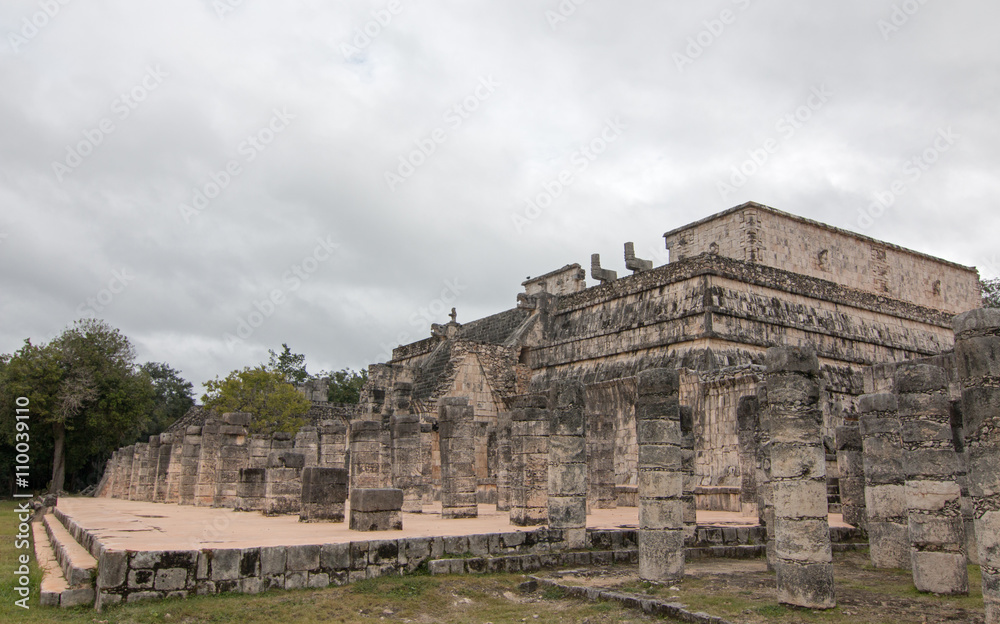 Templo de los Guerreros (Temple of the Warriors) at Chichen Itz Mayan Ruins on Mexico's Yucatan Peninsula