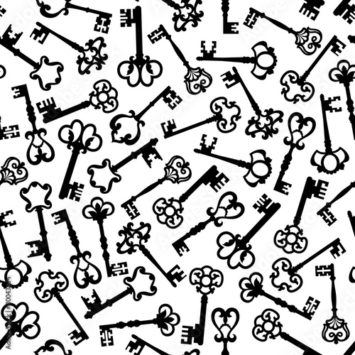 Vintage seamless medieval skeleton keys pattern 