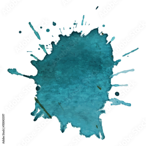 Blue aquamarine watercolor spot. Vector illustration. Grunge element for design bunner photo