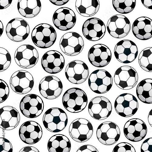 Football game seamless pattern with soccer balls