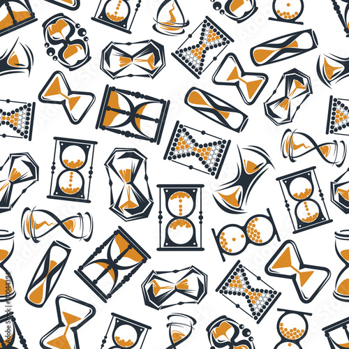 Retro cartoon hourglasses seamless pattern