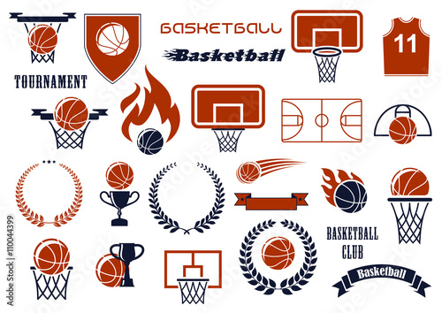 Basketball game items for sport club, team design