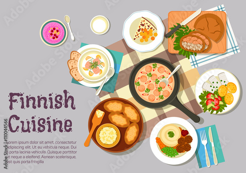 Sunday breakfast dishes of finnish cuisine icon