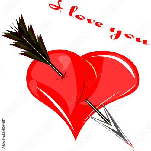 heart pierced by an arrow valentine. I love you .