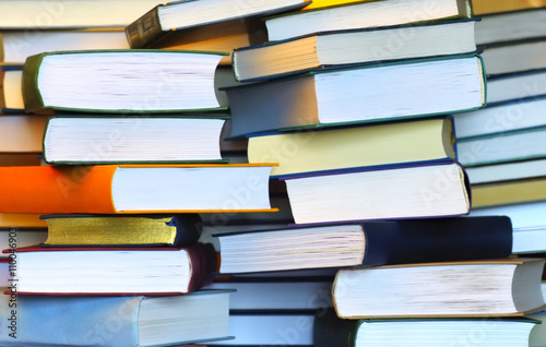several school books on vintage table