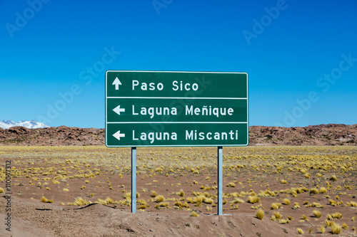 Sign with main attractions of Atacama Desert, Chile