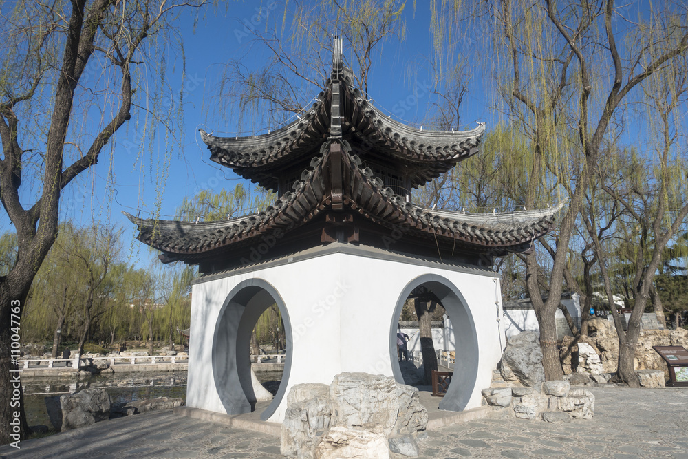 Chinese pavilion in spring