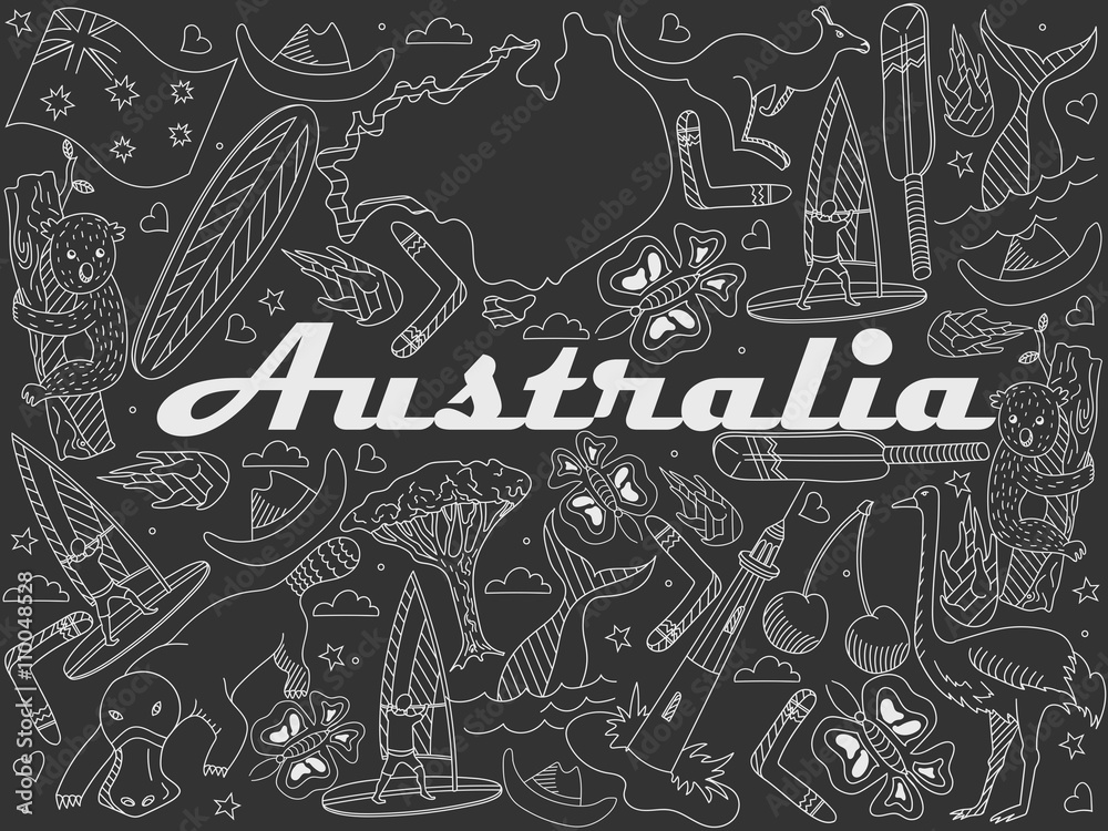 Australia chalk illustration