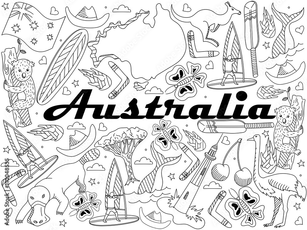 Australia Coloring vector illustration