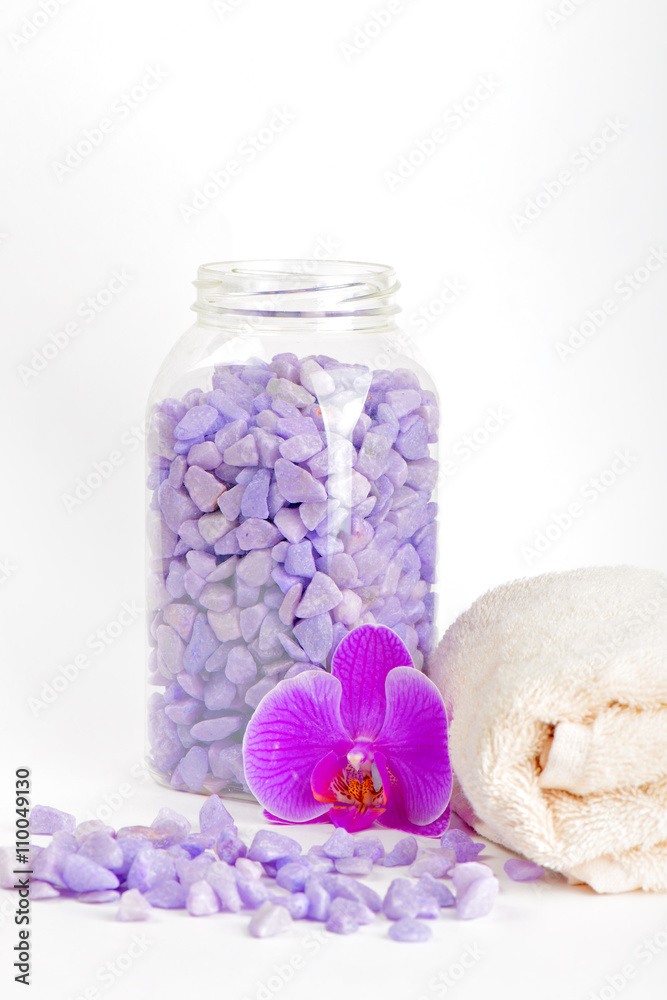 Salt, towel and orchid