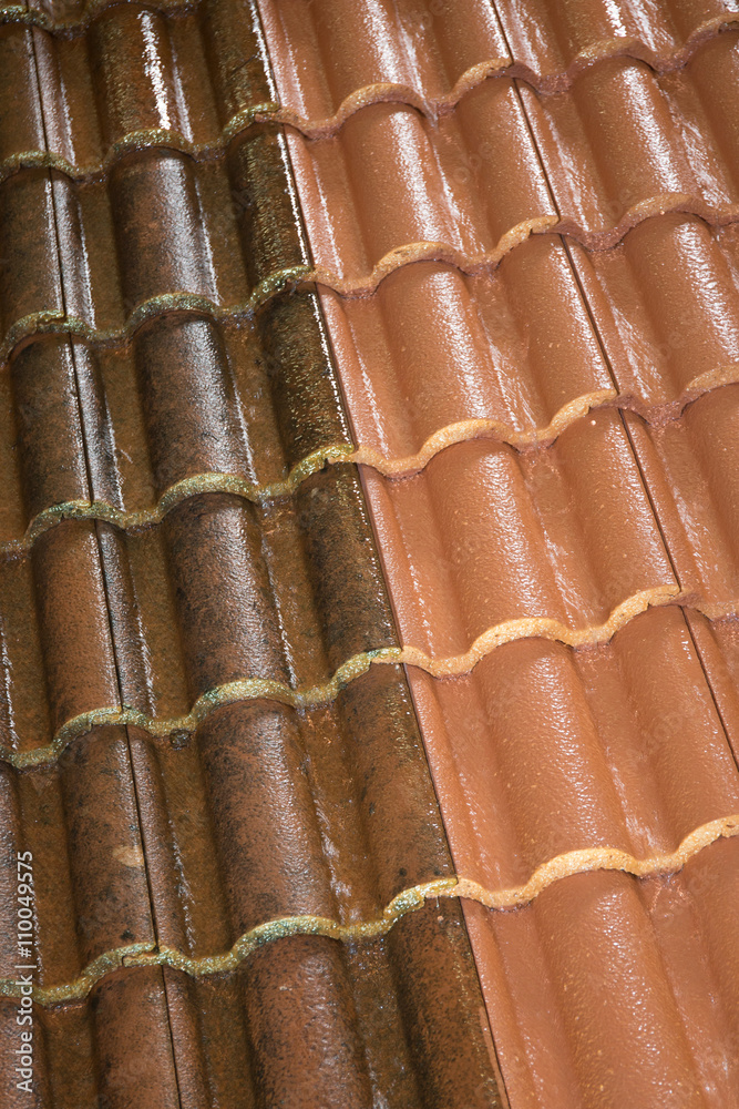 Comparison of before and after cleaning and roofing job Comparison of before and after cleaning and roofing job