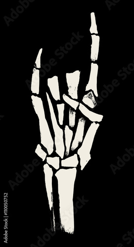 Skeleton hands illustration for printing on posters, T-shirts. Grunge style. Vector graphics.