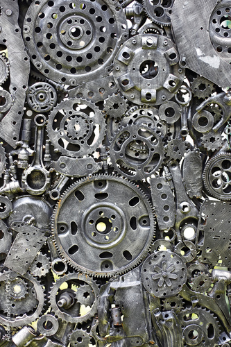 Metal Gears, car, auto, motocycle. Handicraft metal artwork from used spare parts.