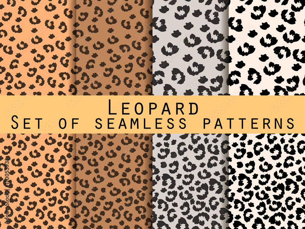 Leopard skin seamless pattern. Set leopard print. Vector. Leopard skin seamless pattern. Set leopard print. Vector.
