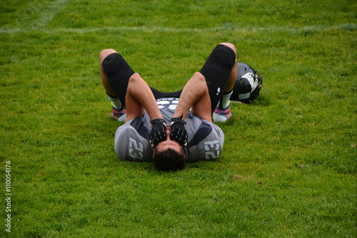  American football player laying down