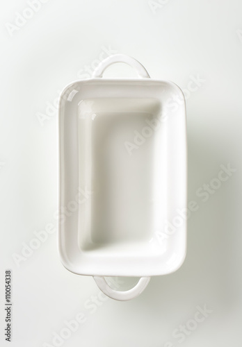 Deep rectangular white ceramic dish