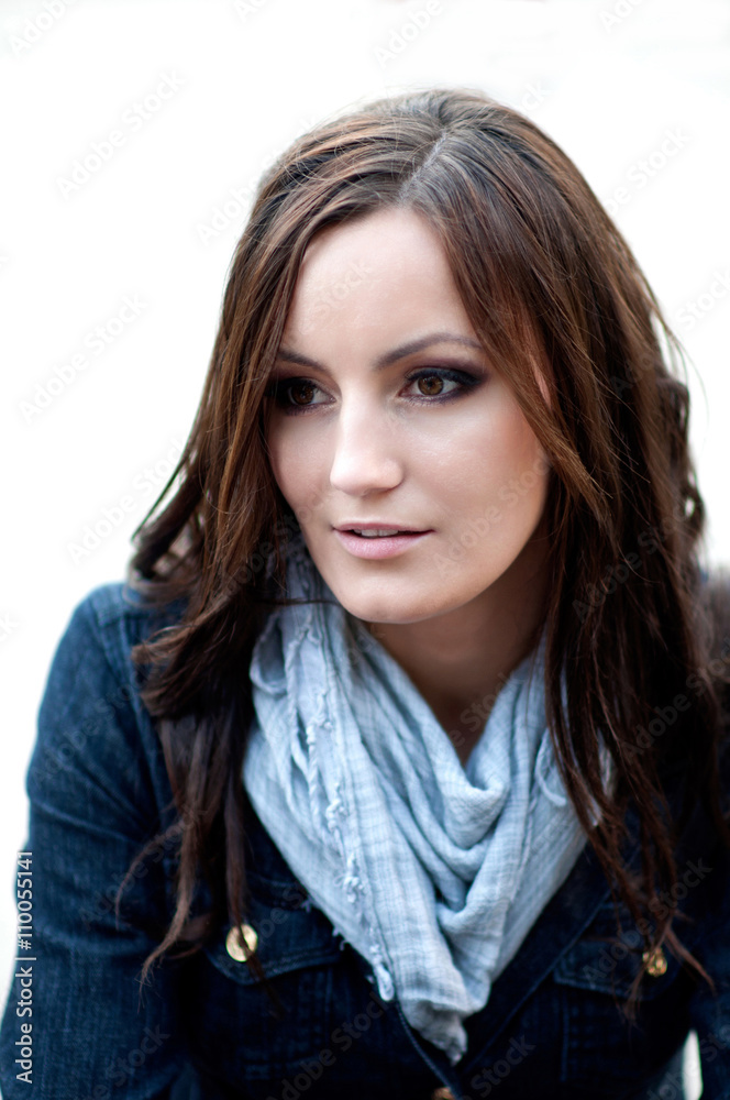 Portrait of young and beautiful woman separated on white background Portrait of young and beautiful woman separated on white background
