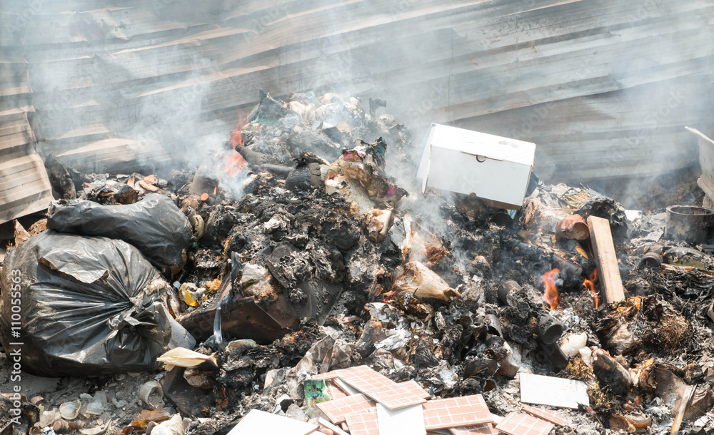 Fototapeta premium incineration garbage on the roadside 