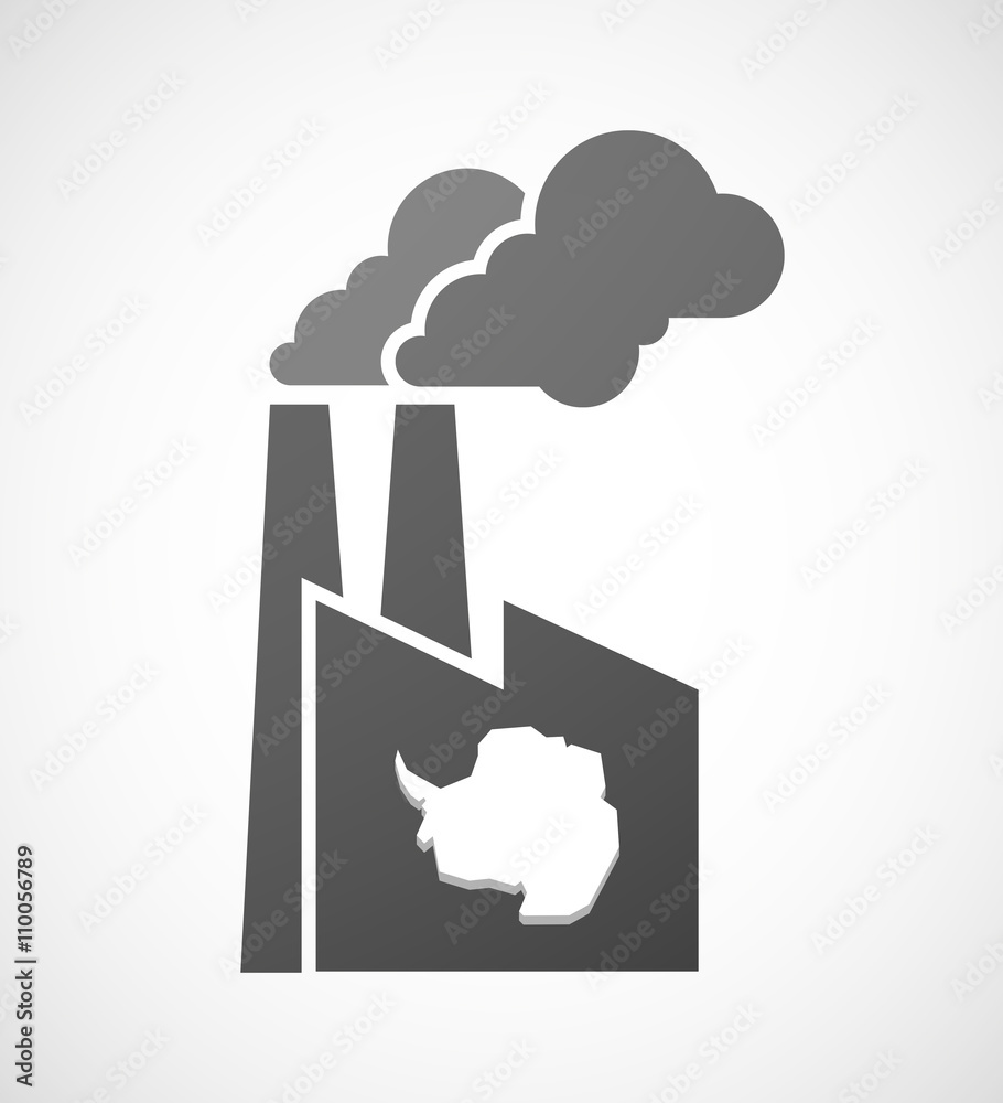 Isolated industrial factory icon with the map of Antarctica Isolated industrial factory icon with the map of Antarctica