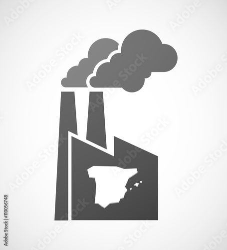 Isolated industrial factory icon with  the map of  Spain