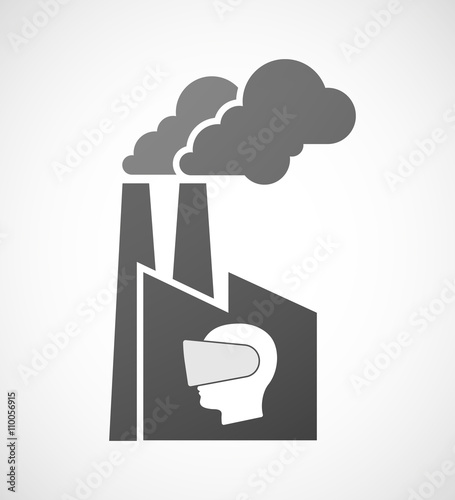Isolated industrial factory icon with  a male head wearing a vir