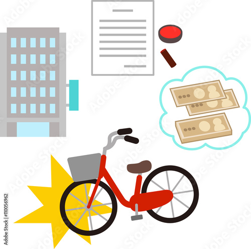 自転車事故と損害保険のイメージイラスト