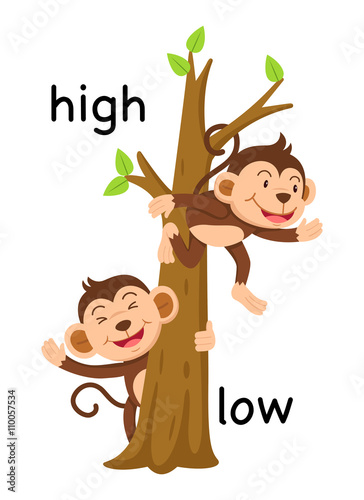 Opposite words high and low