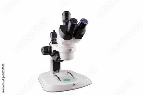 Microscope isolated on white background , This is a genuine piec