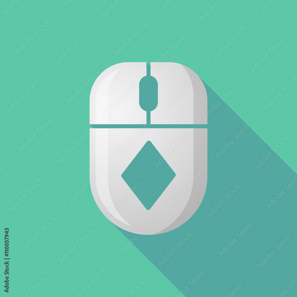 Wireless long shadow mouse icon with the diamond poker playi Wireless long shadow mouse icon with the diamond poker playi