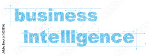 BUSINESS INTELLIGENCE Vector Technical Lettering icon