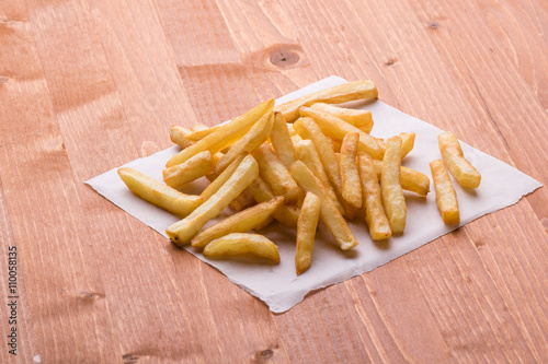 fries on wooden table