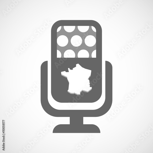 Isolated mic icon with  the map of France