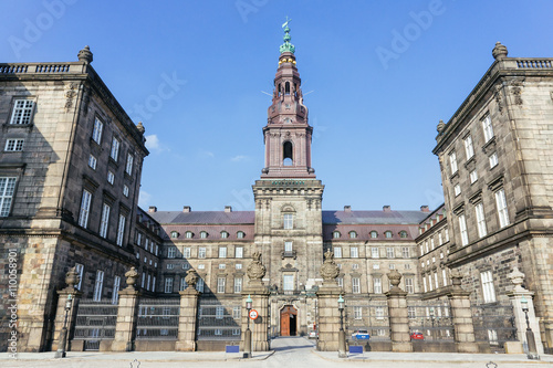 Christianborg palace front view in Copenhagen, Denmark