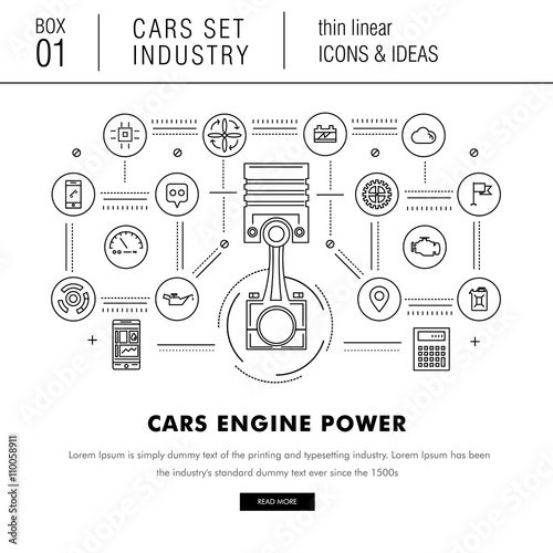 Thin line car industry in modern style